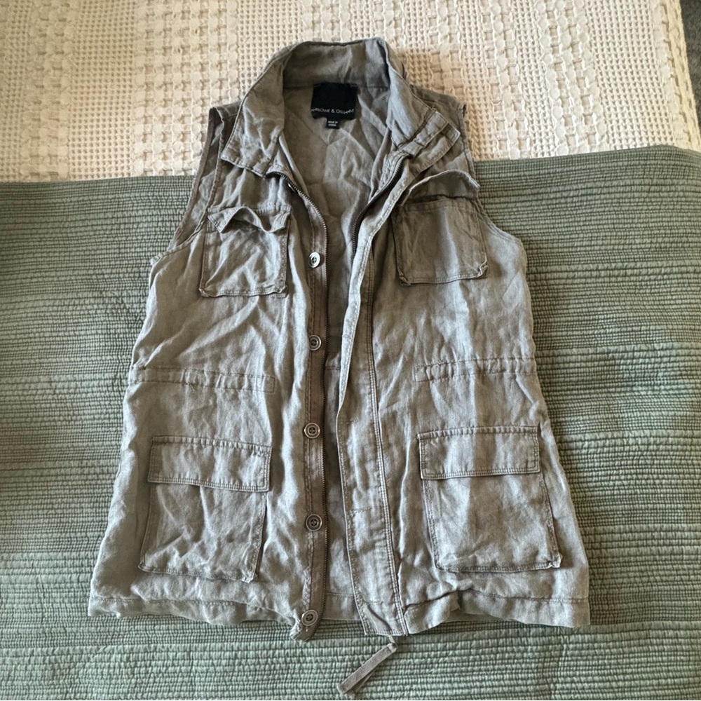 Harlowe & Graham Women Army Green Vest Size Small